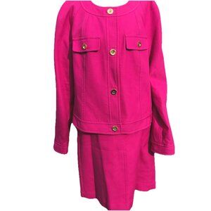 Talbots Women’s 16 Skirt Jacket Suit Set Pink Gold Barbie Core Business Classy